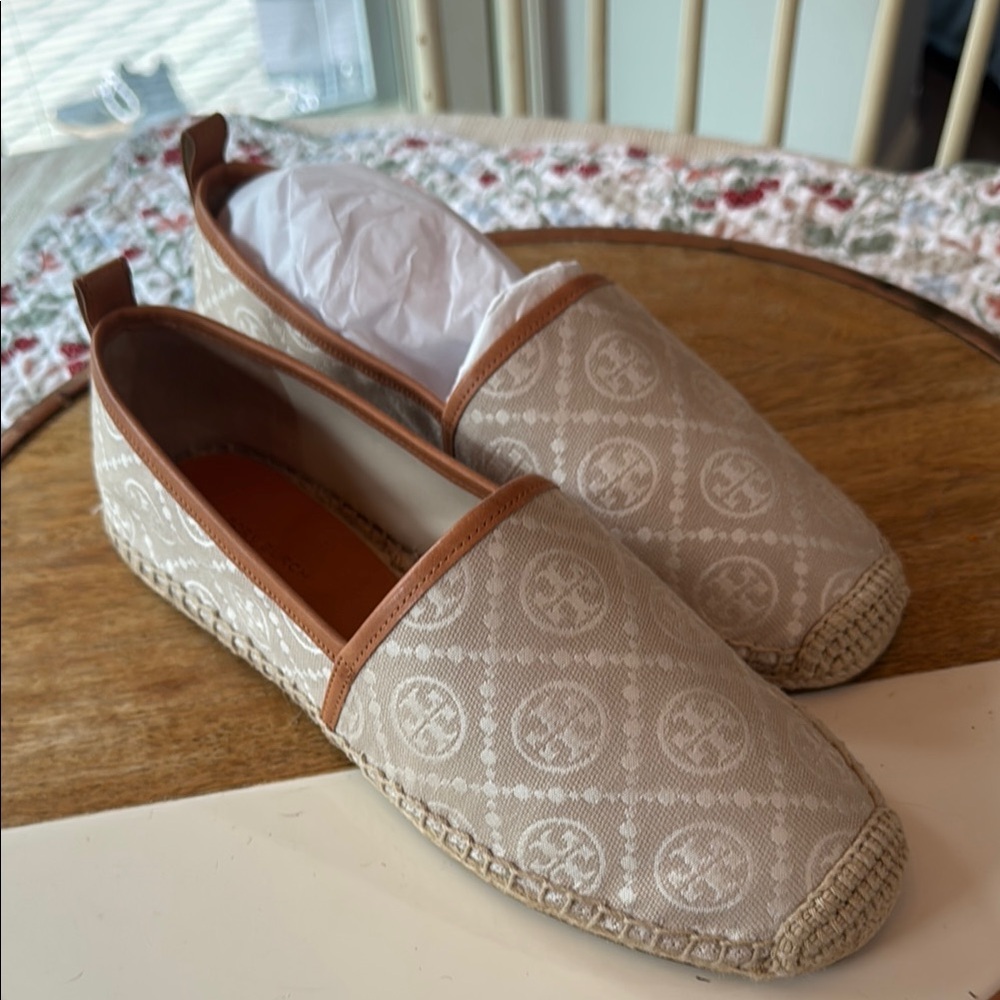 Tory Burch Beige Espadrille Flats